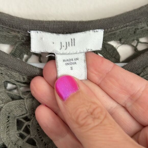 J. Jill Womens Tunic Size Sm Green Lace Round Neck Long Sleeve Top! - Picture 5 of 10